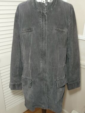 J. Jill Long Gray Corduroy Chore Coat, Size XL, Gramcore, Cottagecore, Outdoors